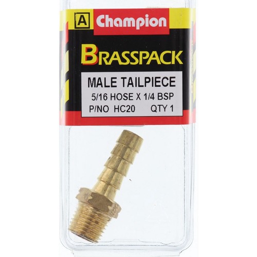 Champion Brass Male Straight Hose Tail – 5/16in x 1/4in - HC20 Replacement Hose
