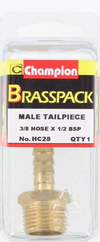 Champion Brass Straight Male Hose Tail – 3/8in x 1/2in - HC28 Replacement Hose