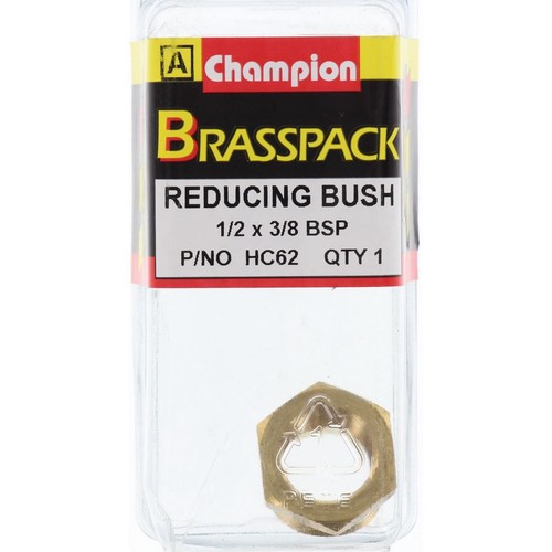 Champion Brass Reducing Bush – 1/2in to 3/8in - HC62 Auto Part