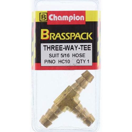 Champion Brass Hose Joiner T Piece – 5/16in - HC10 Replacement Hose Auto Part