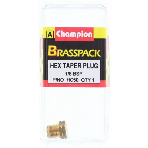 Champion Brass Hex Taper Plug – 1/8in - HC50 Auto Part
