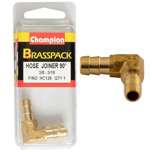 Champion 3/8in x 5/16in 90° Brass Hose Joiner Reducer Elbow Replacement Hose