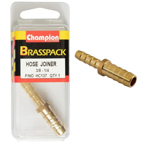 Champion Brass Hose Joiner Reducer – 3/8in x 1/4in Replacement Hose Auto Part