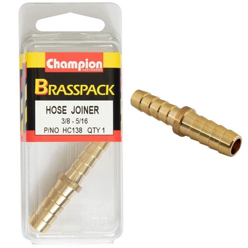 Champion 3/8in x 5/16in Brass Hose Joiner Reducer Replacement Hose Auto Part