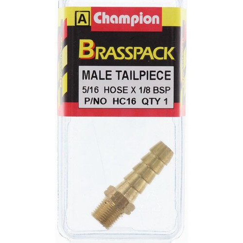 Champion Brass Male Straight Hose Tail – 5/16in x 1/8in - HC16 Replacement Hose