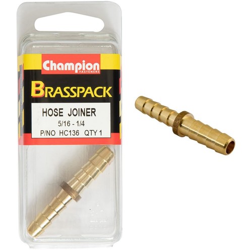 Champion Brass Hose Joiner Reducer – 5/16in x 1/4in Replacement Hose Auto Part