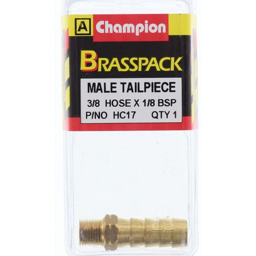 Champion Brass Male Straight Hose Tail – 3/8in x 1/8in - HC17 Replacement Hose