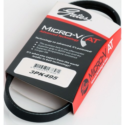 Gates Micro-V Multi Ribbed Drive Belt 3 Rib x 495mm - 3PK495 Auto Part