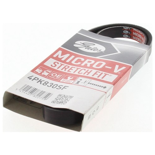 Gates Micro-V Multi Ribbed Drive Belt 4 Rib x 830mm Stretch Fit - 4PK830SF