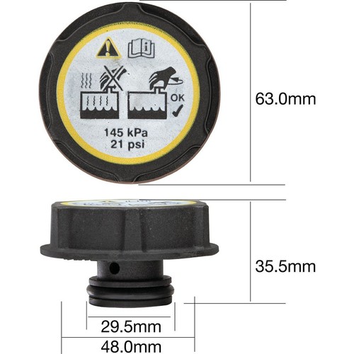 Tridon Expansion Tank Cap 21 Psi - 145 kPa Plastic Screw On - DA21145 Auto Part