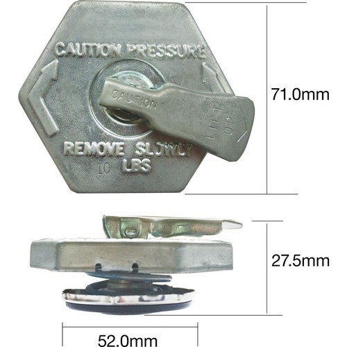 Tridon Lever Release Radiator Cap 10 Psi - 70 kPa Metal Bayonet - CP1070L Auto
