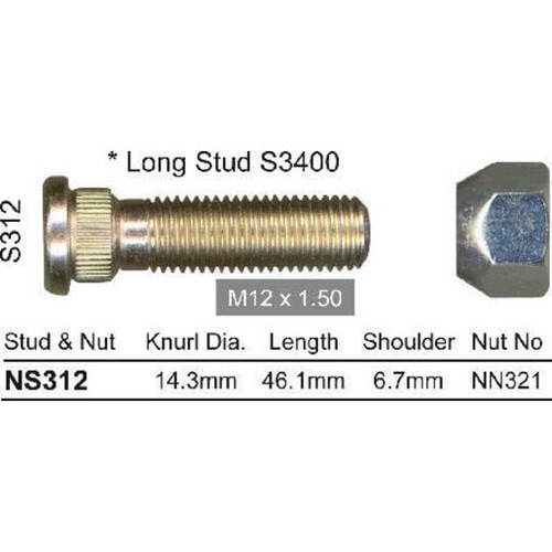 Nice Products Wheel Nut & Stud - NS312 Car Audio