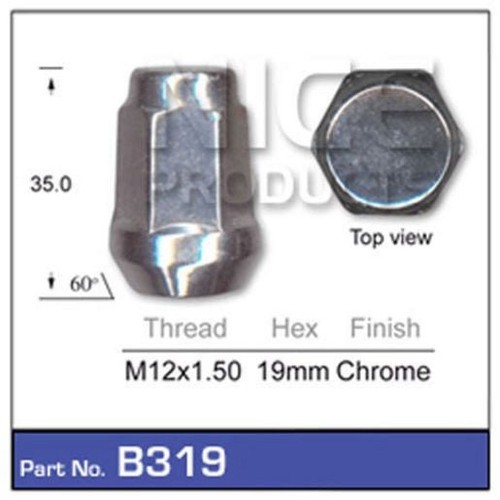 Nice Products Chrome Wheel Nut - B319 Hardware