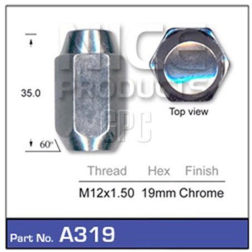 Nice Products Chrome Wheel Nut - A319 Hardware