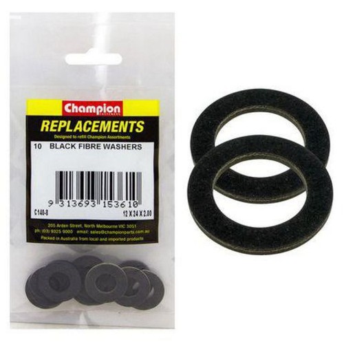 Champion Black Fibre Flat Washers – M12 x 24 x 2.00mm - C140-8 Hardware