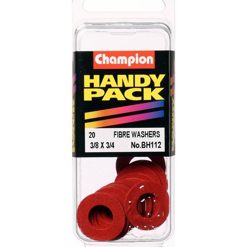 Champion Red Fibre Flat Washers – 3/8in x 3/4in x 1/32in - BH112 Hardware
