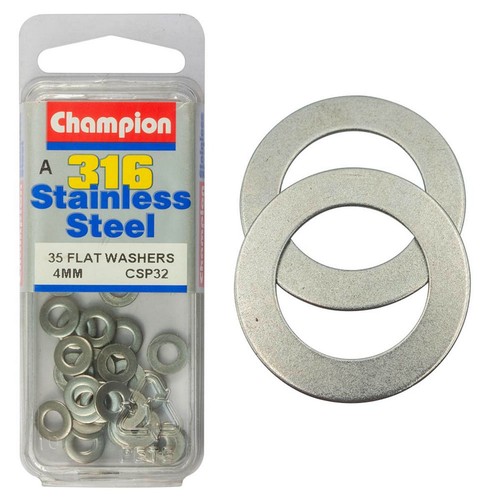 Champion 316/A4 Stainless Steel Flat Washer – 4mm - CSP32 Hardware