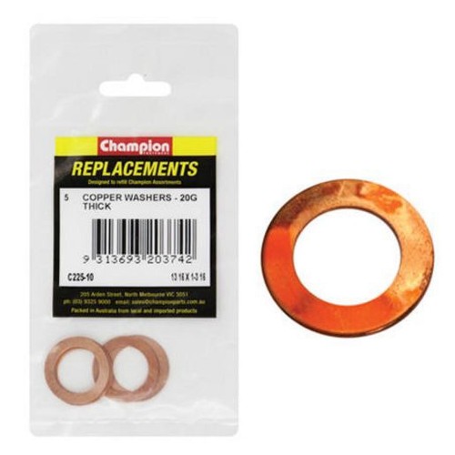 Champion Washer Flat Copper 13/16in x 1 3/16in x 20G Refill Pack - C225-10 Auto