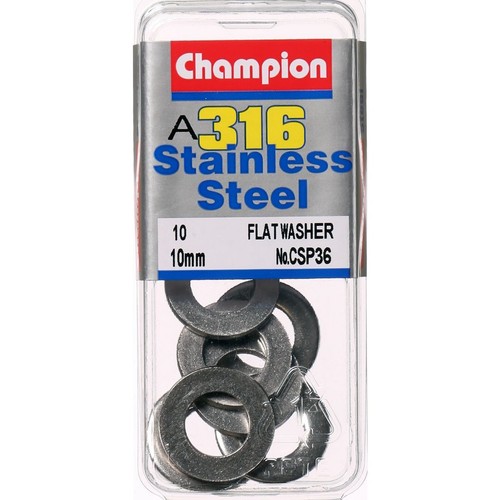 Champion 316/A4 Stainless Steel Flat Washers – 10mm - CSP36 Hardware