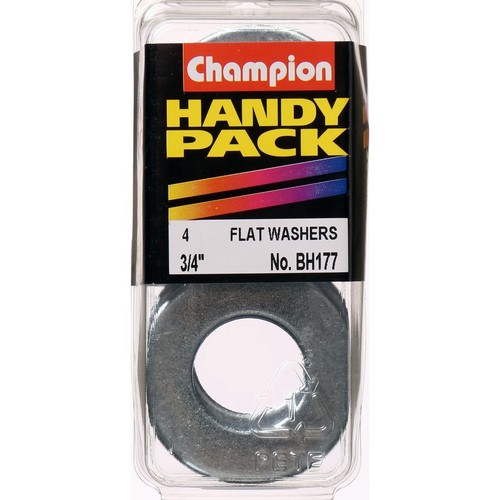 Champion Zinc Plated Steel Flat Washer – 3/4in x 1-1/2in x 14 Gauge - BH177 Auto