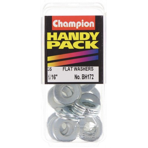 Champion Zinc Plated Steel Flat Washer – 5/16in x 5/8in x 18 Gauge - BH172 Auto