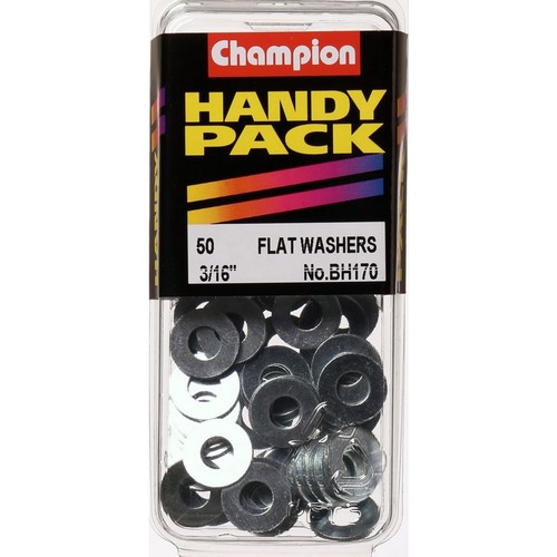 Champion Zinc Plated Steel Flat Washer – 3/16in x 7/16in x 20 Gauge - BH170 Auto