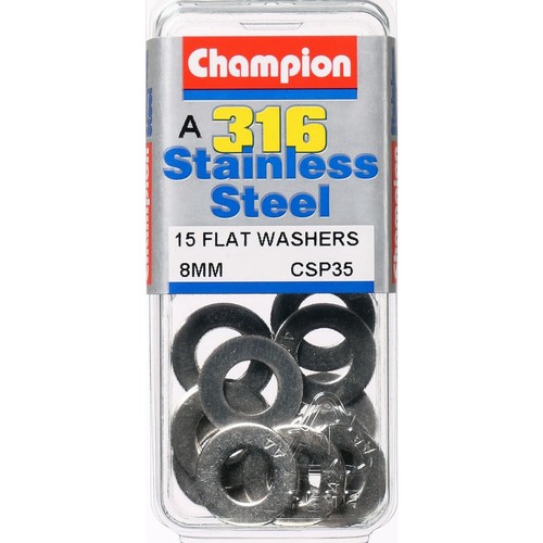 Champion 316/A4 Stainless Steel Flat Washers – 8mm - CSP35 Hardware