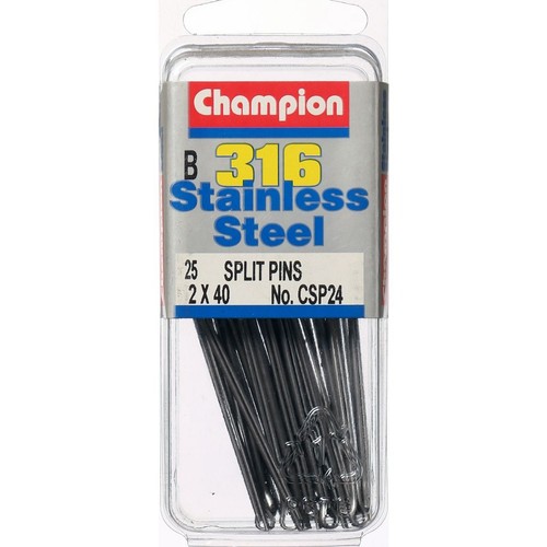 Champion 316/A4 Stainless Steel Split Pins – 2.0 x 40mm - CSP24 Auto