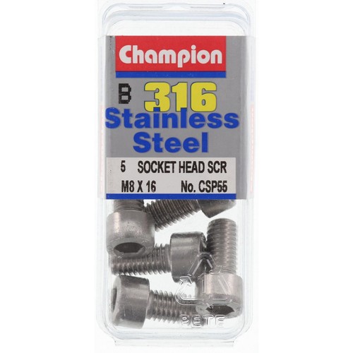 Champion 316/A4 Stainless Steel Socket Head Cap Screw – M8 x 16mm - CSP55 Auto