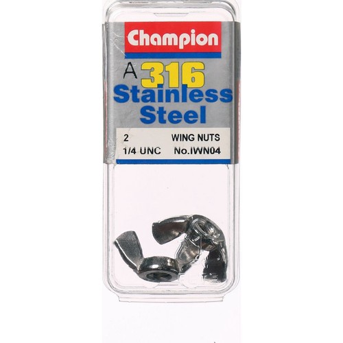 Champion Wing Nut Stainless Steel 1/4in UNC 316/A4 - IWN04 Hardware