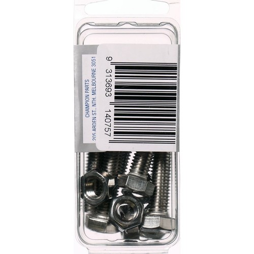 Champion 316/A4 Stainless Steel Hex Set Screws and Nuts – M8 x 35mm – 1.25mm Pit