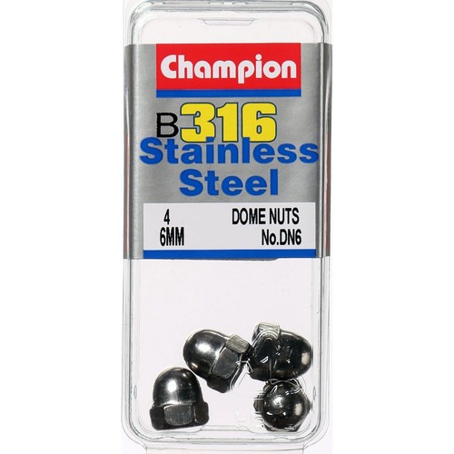 Champion 316/A4 Stainless Steel Hex Dome Nuts – M6 x 1.00mm - DN6 Hardware