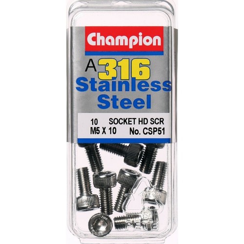 Champion 316/A4 Stainless Steel Socket Head Cap Screw – M5 x 10mm - CSP51 Auto