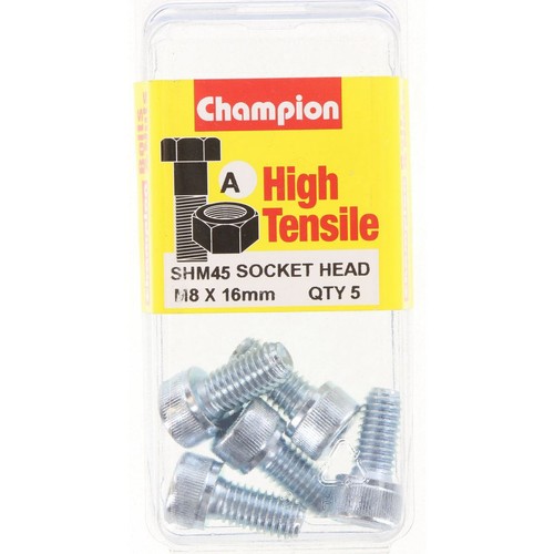 Champion High Tensile Socket Head Cap Screws – M8 x 16mm Zinc Plated - SHM45 DIY