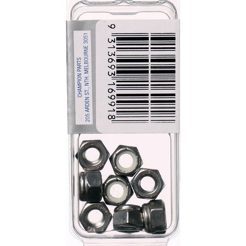 Champion Hex Nut Self Locking Nylon Insert Stainless Steel 1/4in UNC 316/A4 - CS