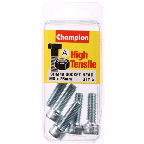 Champion Zinc Plated High Tensile Socket Head Cap Screw – M8 x 25mm - SHM48 Auto