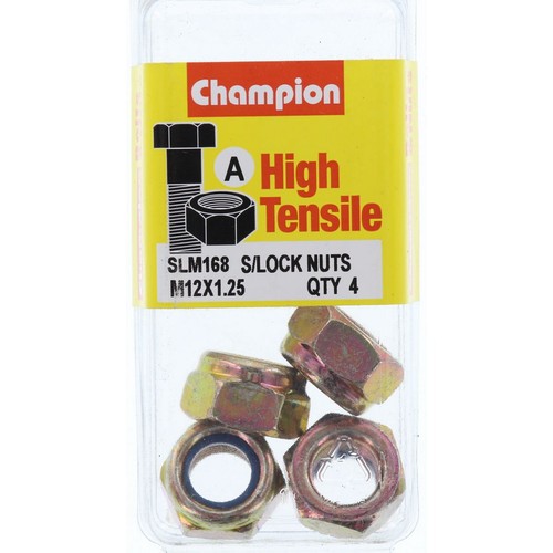 Champion Self-Locking Hex Nut with Nylon Insert – M12 x 1.25mm - SLM168 Auto