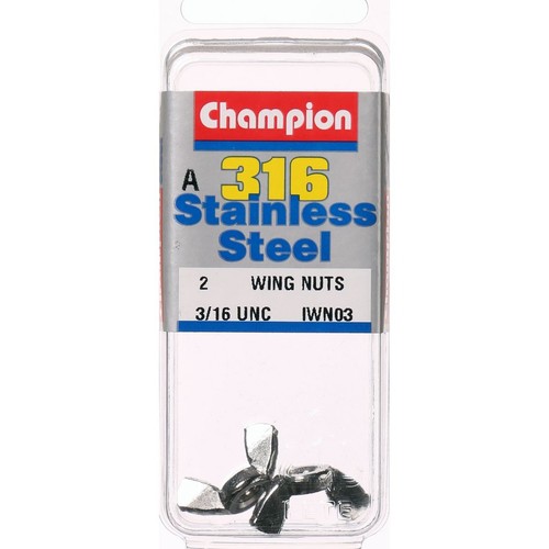 Champion Wing Nut Stainless Steel 3/16in UNC 316/A4 - IWN03 Hardware