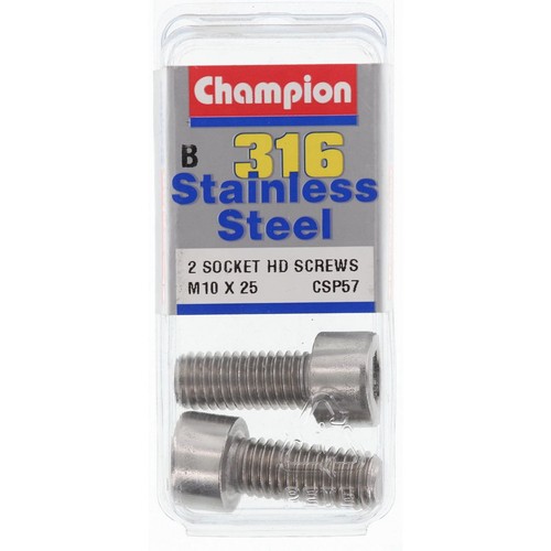 Champion 316/A4 Stainless Steel Socket Head Cap Screw – M10 x 25mm - CSP57 Auto