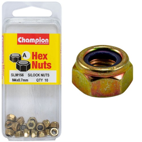 Champion Self-Locking Hex Nut – Nylon Insert – M4 x 0.7mm Door Hardware