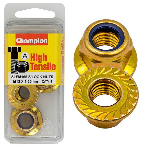 Champion Flanged Self-Locking Hex Nut – Nylon Insert – M12 x 1.25mm Auto