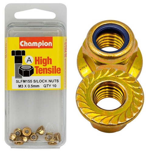 Champion Flanged Self-Locking Hex Nut – Nylon Insert – M3 x 0.5mm Door Hardware