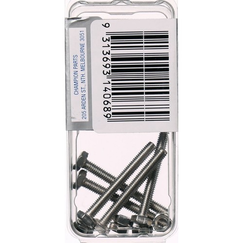 Champion 316/A4 Stainless Steel Hex Set Screws and Nuts – M4 x 35mm – 0.7mm Pitc