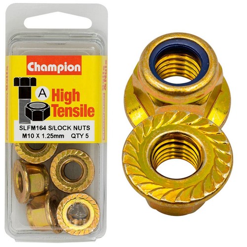 Champion Flanged Self-Locking Hex Nut – Nylon Insert – M10 x 1.25mm Auto