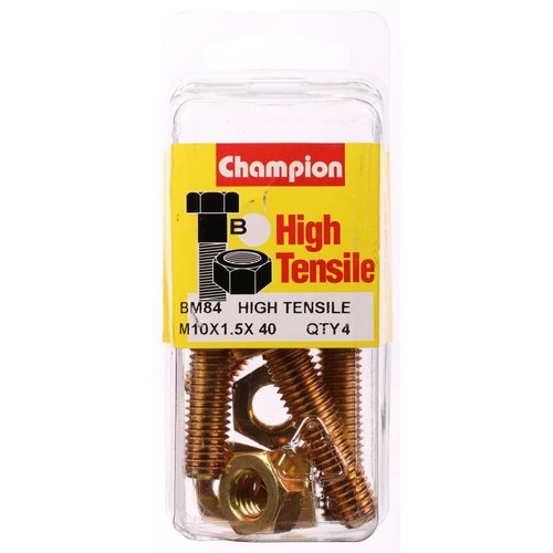 Champion High Tensile Hex Set Screws & Nuts – M10 x 40mm Grade 8.8 - BM84 Auto