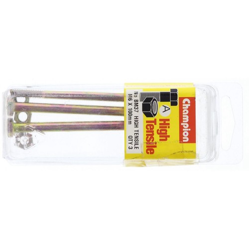 Champion High Tensile Hex Bolts & Nuts – M6 x 100mm Grade 8.8 - BM37 Hardware