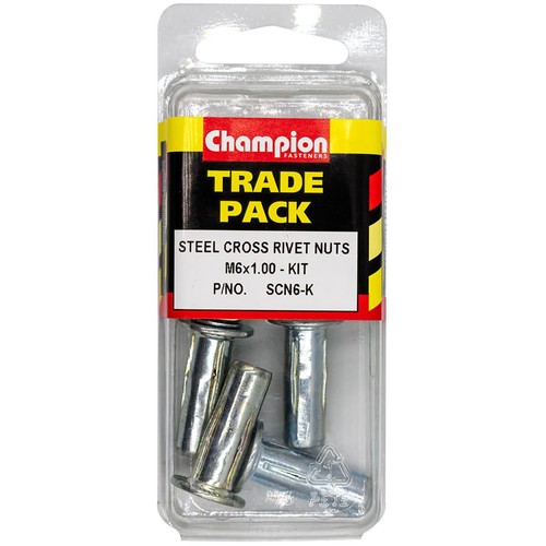 Champion Steel Cross Rivet Nut Kit – M6 x 1.00 Hardware