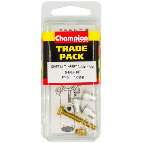 Champion Aluminium Rivet Nut Insert Kit – M4 x 0.7 Hardware