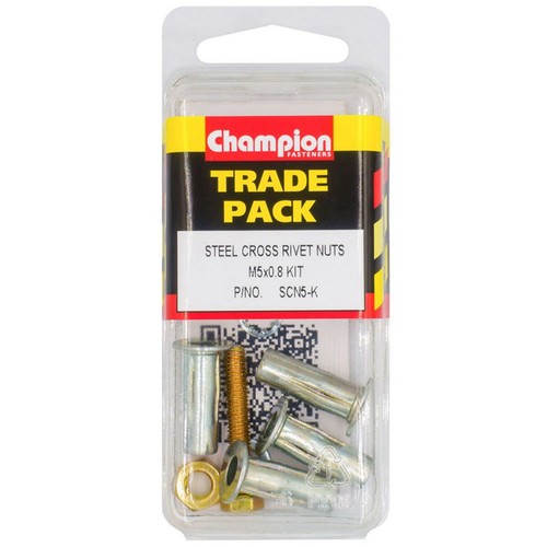 Champion Steel Cross Rivet Nut Kit – M5 x 0.8 Hardware