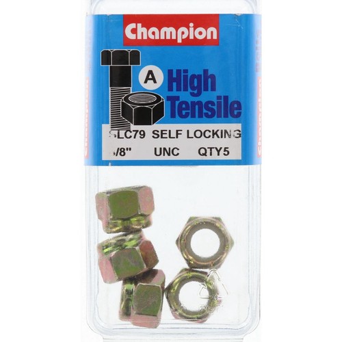 Champion Self-Locking Hex Nut with Nylon Insert – 3/8in UNC - SLC79 Auto